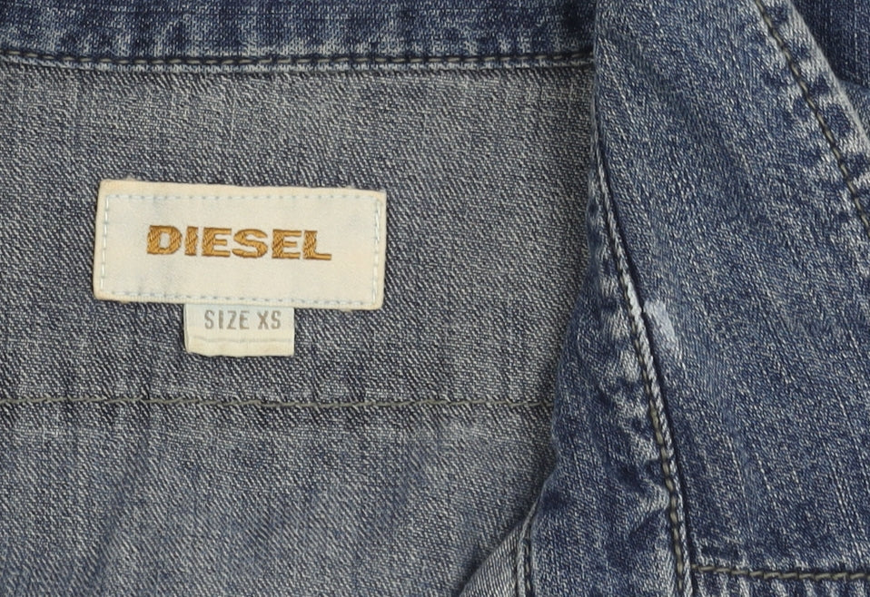 Diesel Women's Blue Denim Button-Up Shirt XS