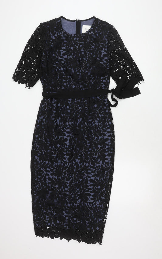 L.K. Bennett Women's Blue/Black Lace Accent Dress Size 6
