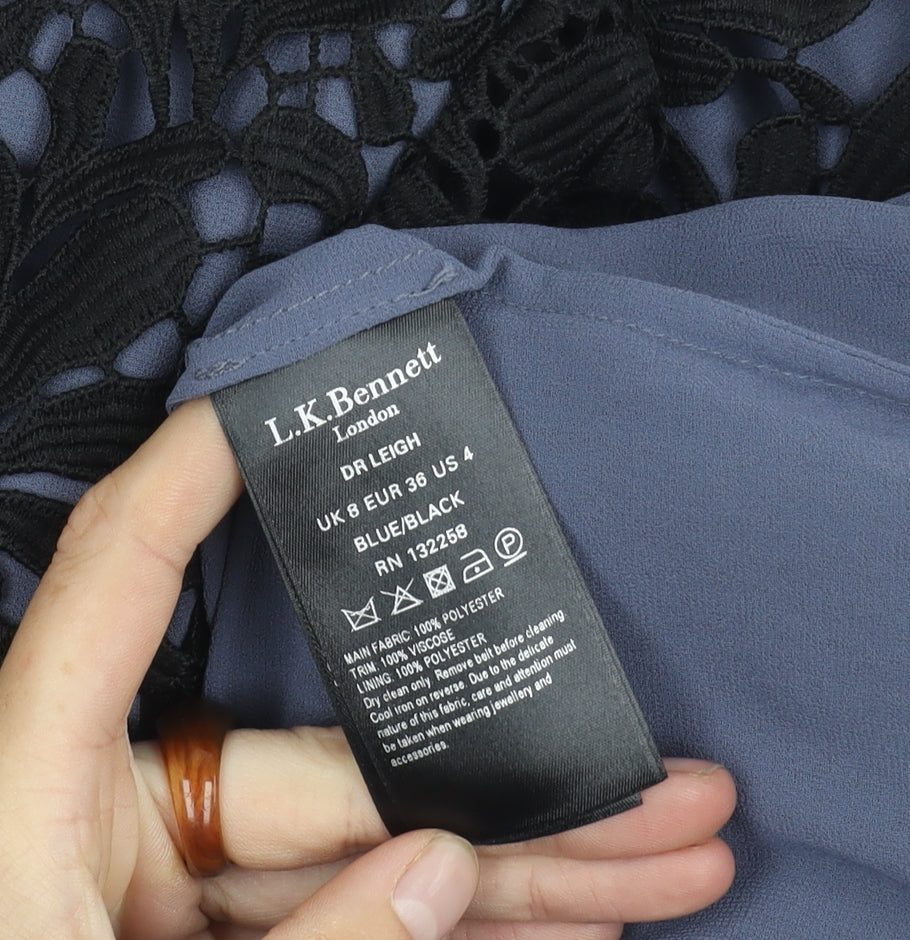 L.K. Bennett Women's Blue/Black Lace Accent Dress Size 6