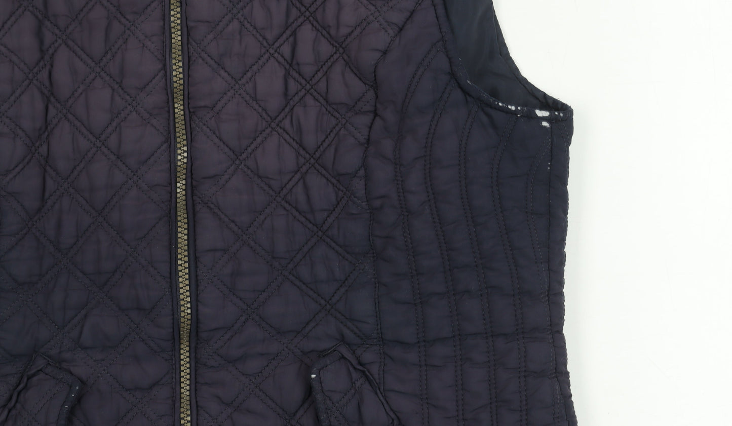 Joules Women's Blue Quilted Waistcoat, Size 12, Full Zip