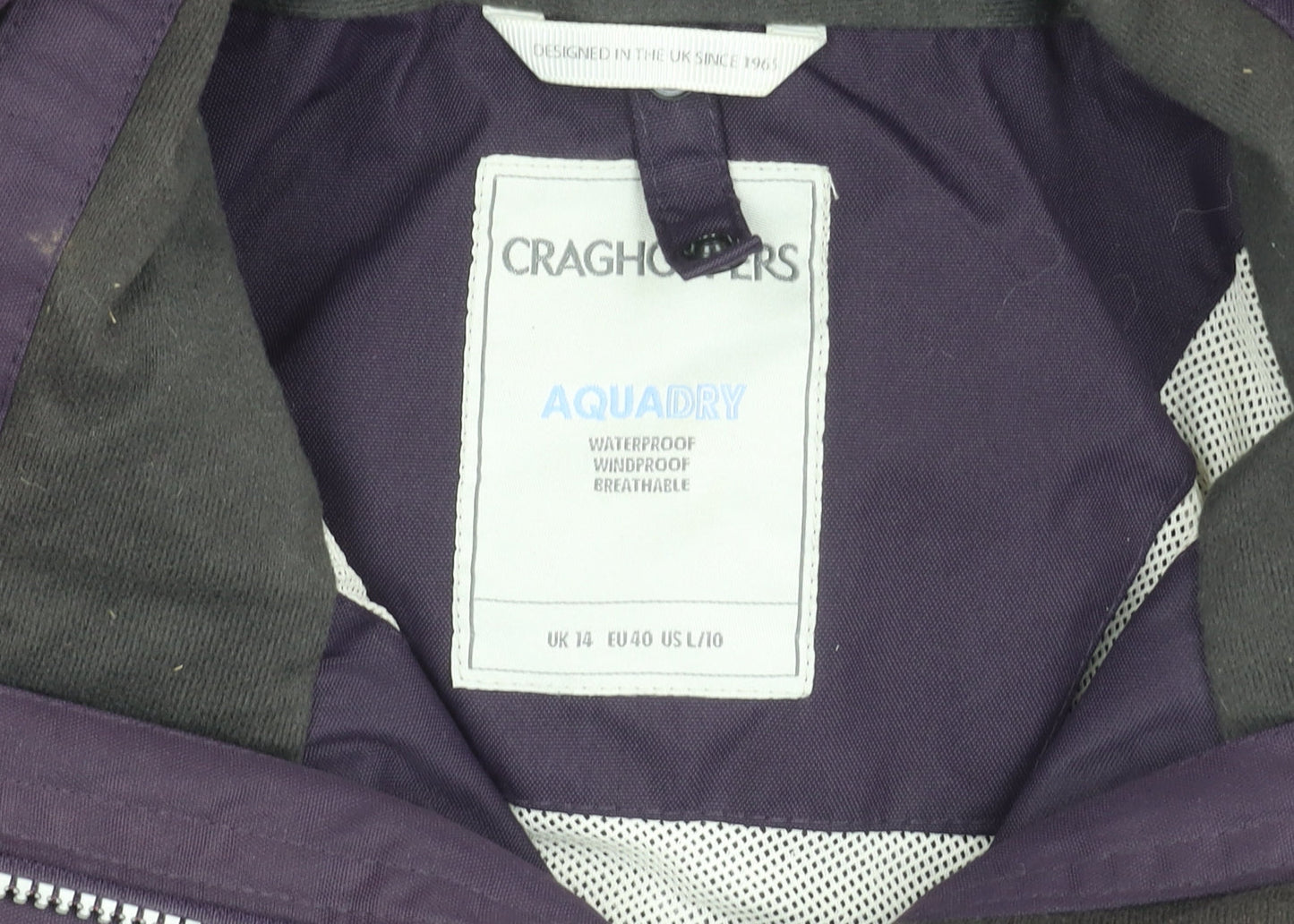 Craghoppers Women's Purple Waterproof Hooded Jacket Size 14