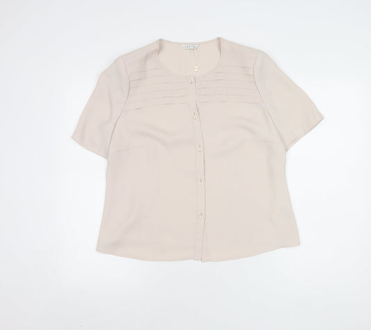 Eastex Women's Beige Button-Up Shirt Size 14