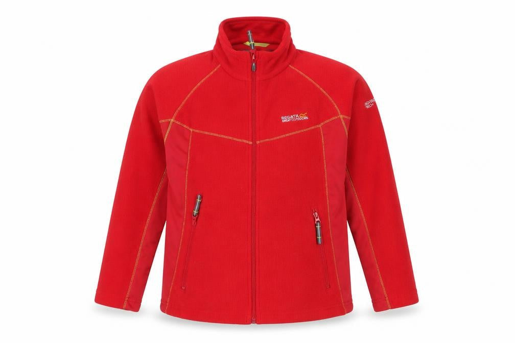 Front view of Regatta girls’ red fleece mid jacket 11-12 yrs