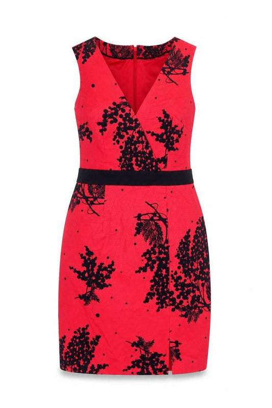 Boden Women's Red Sheath Dress, Size 12, V-Neck, Floral