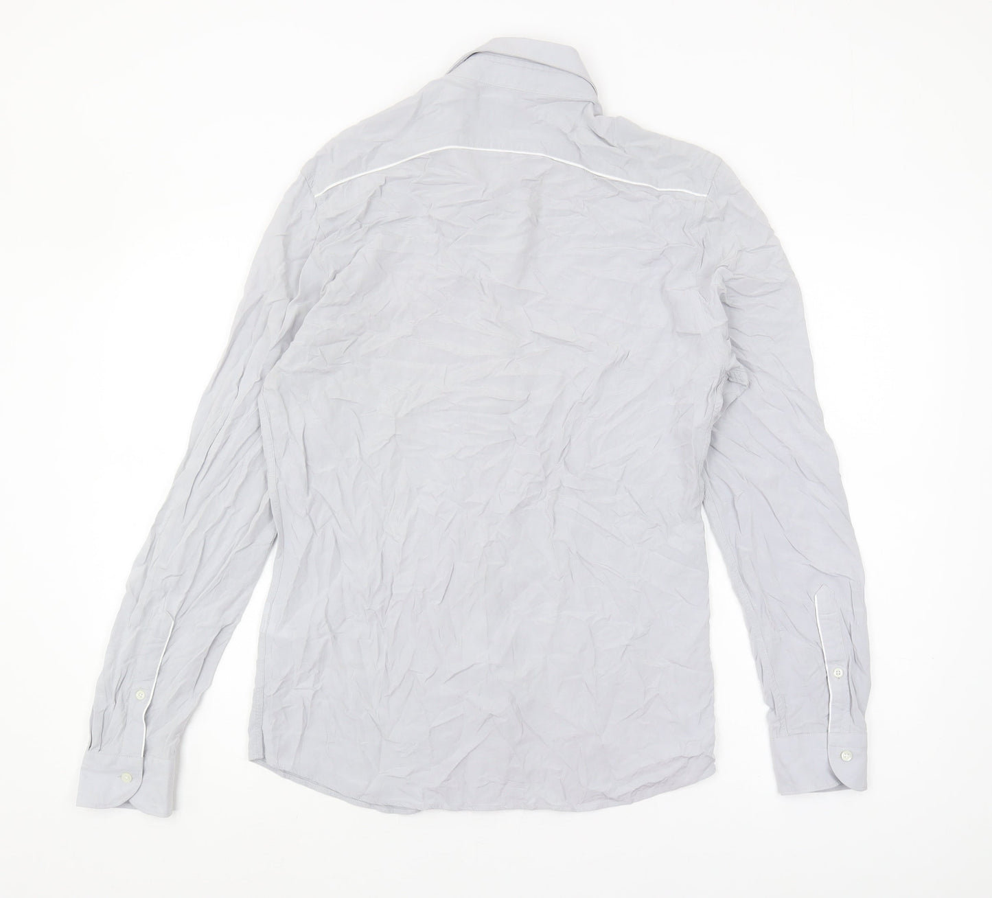 Reiss Women's Grey Button-Up Shirt Medium