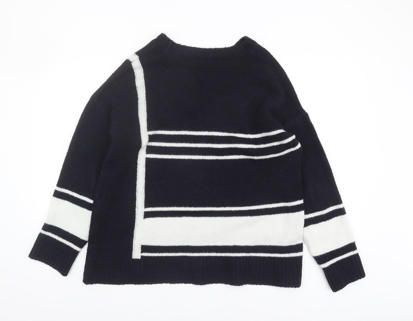 Wallis Women's Black Striped Pullover Jumper, Size 8
