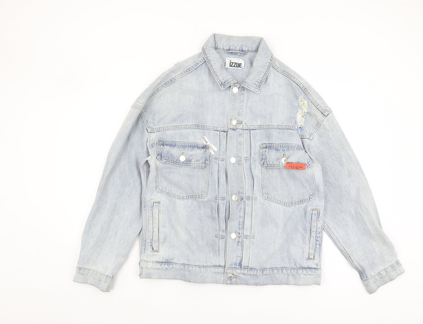 izzue Men's Blue Denim Jacket M, Basic Casual Style