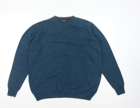 James Pringle Mens XL Blue Wool Pullover Jumper