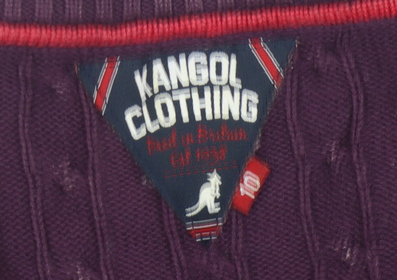 Kangol Women's Purple V-Neck Cotton Jumper Size 10