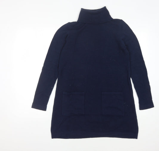Joules Women's Blue Roll Neck Jumper Dress, Size 8, Classic Style