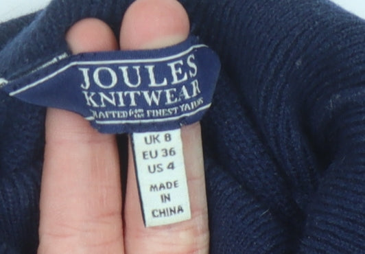 Joules Women's Blue Roll Neck Jumper Dress, Size 8, Classic Style