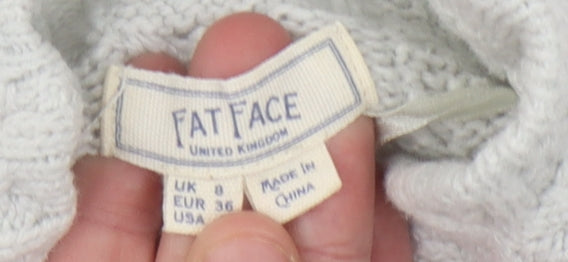 Fat Face Women's Ivory High Neck Jumper Size 8