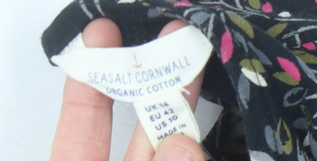 Seasalt Cornwall Women's Floral Black Shift Dress, Size 14