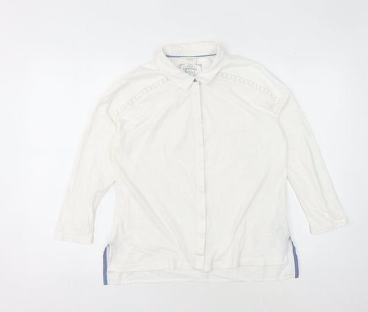 White Stuff Women's White Button-Up Shirt Size 10