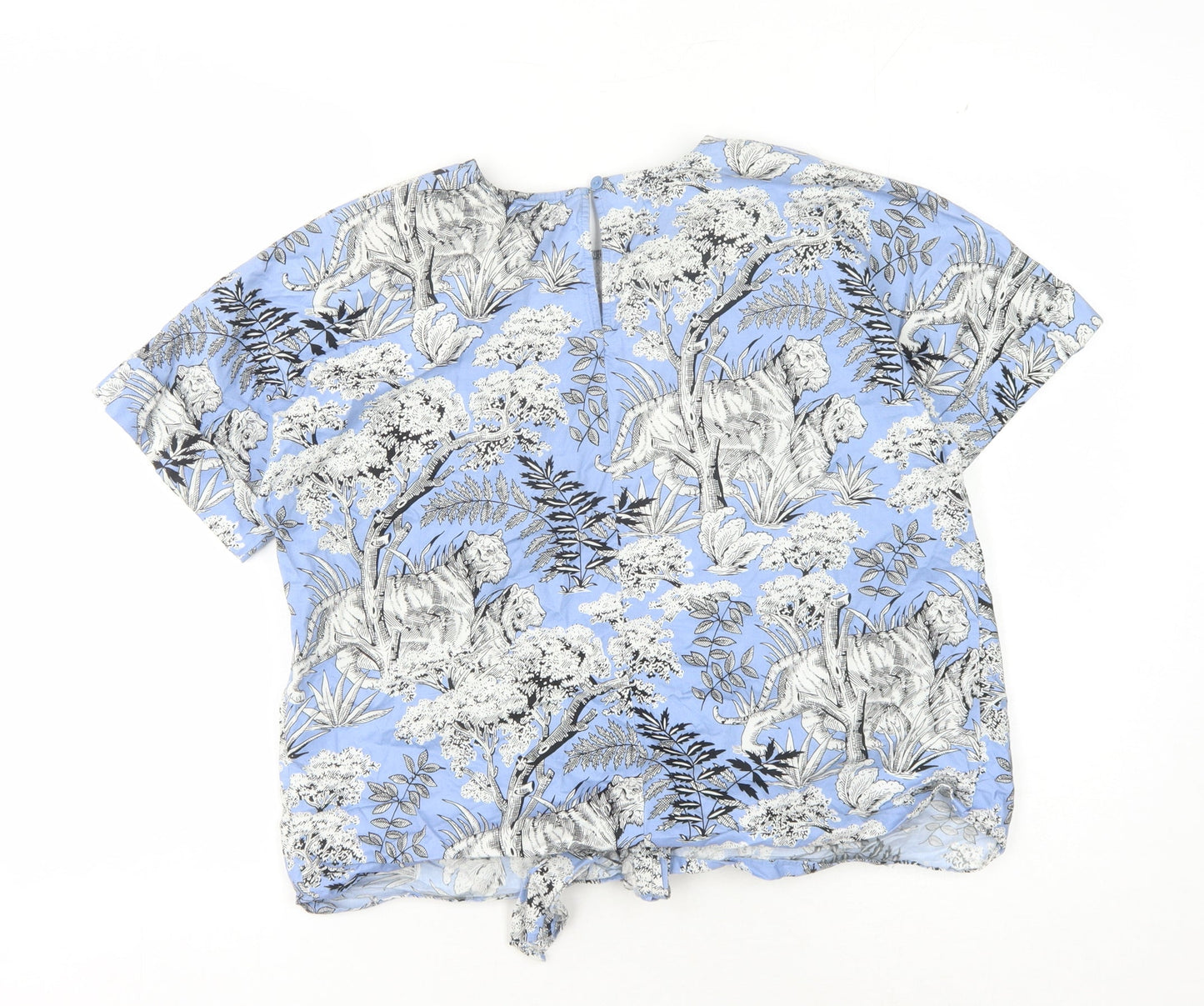 Warehouse Women's Blue Animal Print Tunic Blouse Size 10