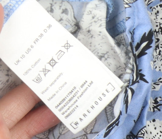 Warehouse Women's Blue Animal Print Tunic Blouse Size 10