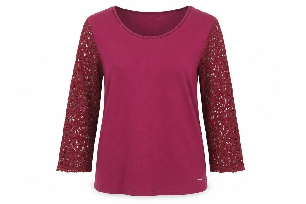 Country Casuals Women's Purple Lace Sleeve Blouse - Size S