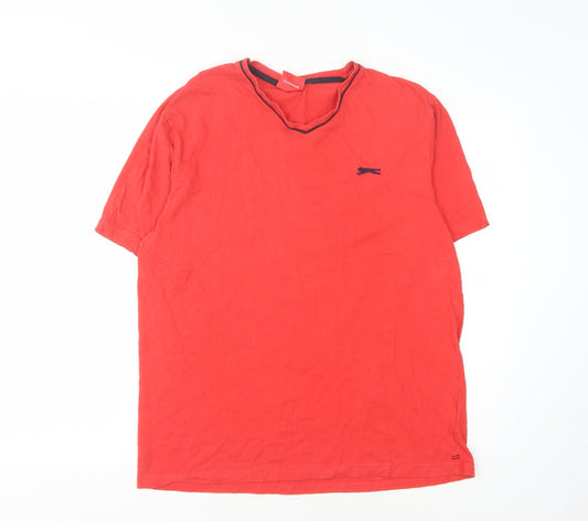Slazenger Men's Red V-Neck T-Shirt - Size L
