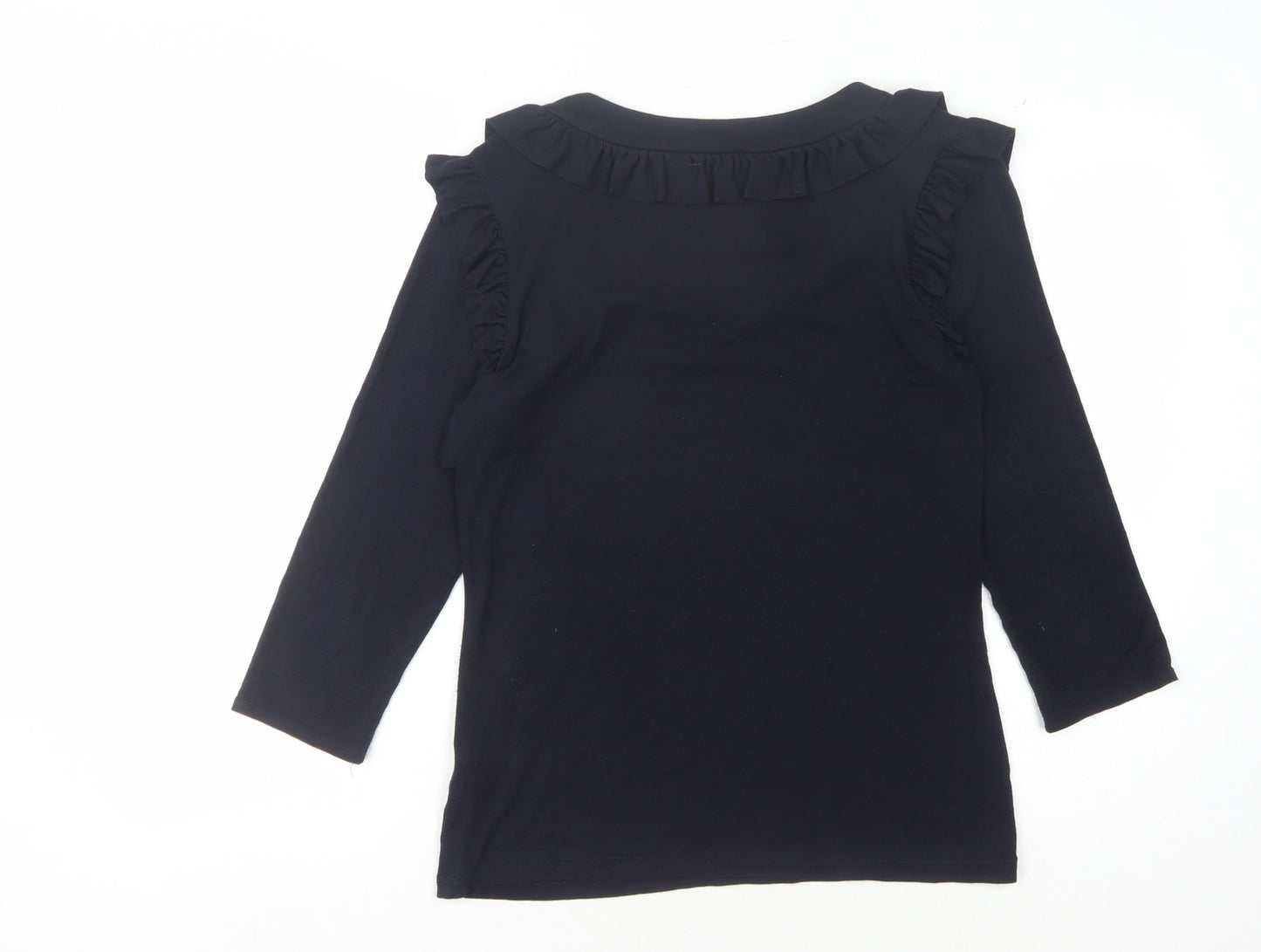 Betty Jackson Women's Black 3/4 Sleeve Ruffled Top