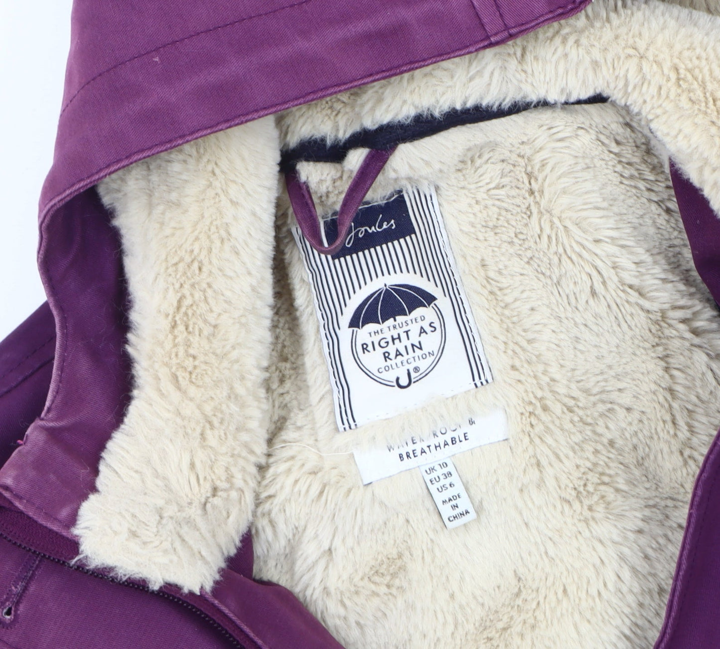 Joules Women's Purple Rain Coat Size 10