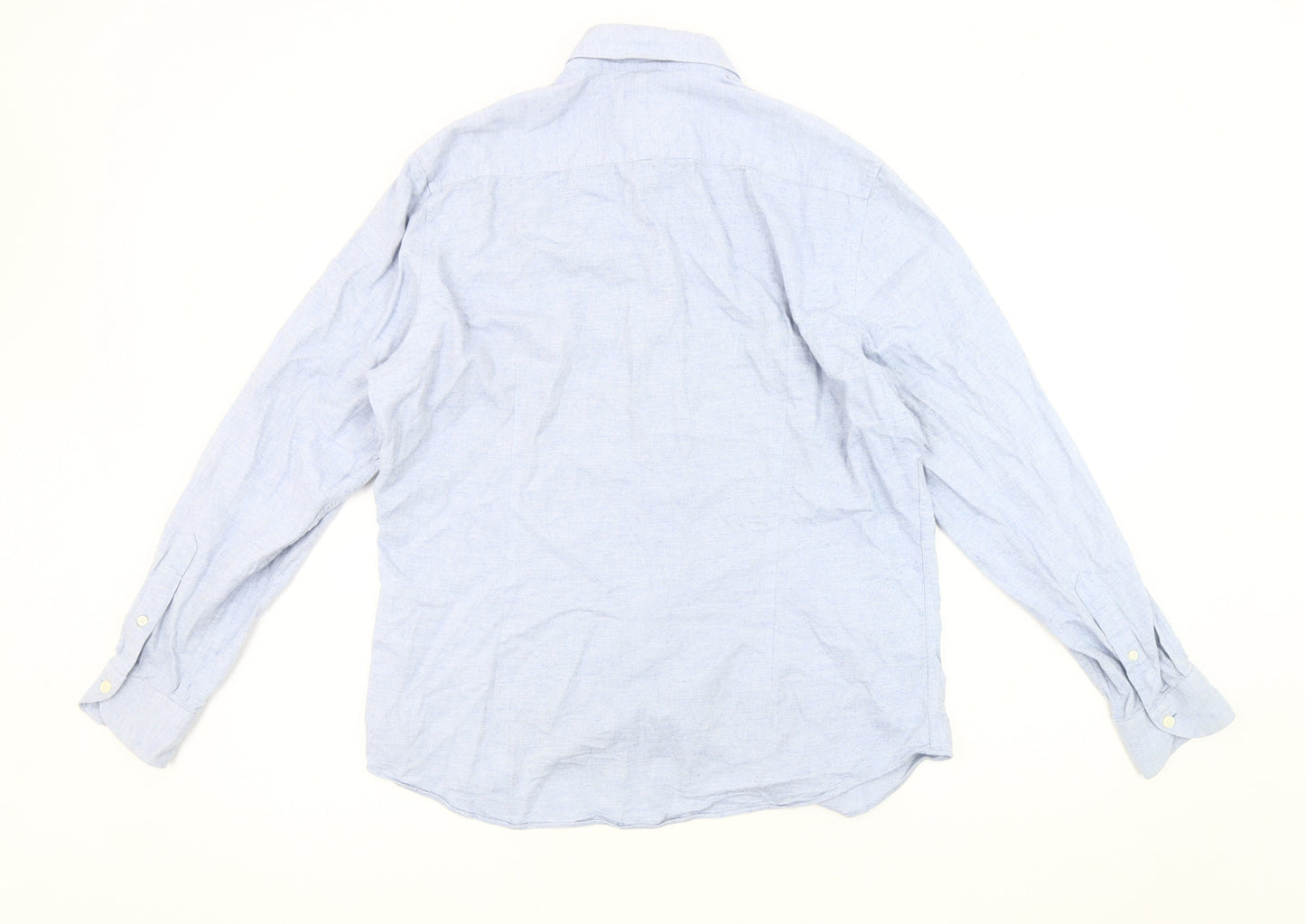 Moss 1851 Men's Blue Cotton Regular Fit Shirt