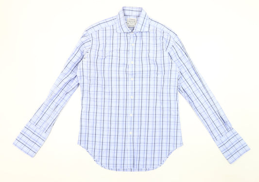 T.M.Lewin Men's Blue Check Dress Shirt, Size 15.5