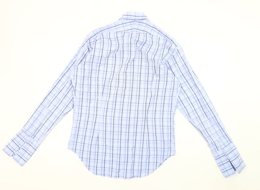 T.M.Lewin Men's Blue Check Dress Shirt, Size 15.5