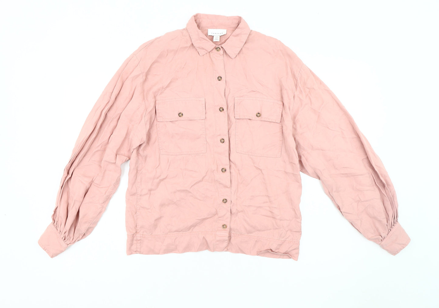 Topshop Women’s Pink Button-Up Shirt Size 8