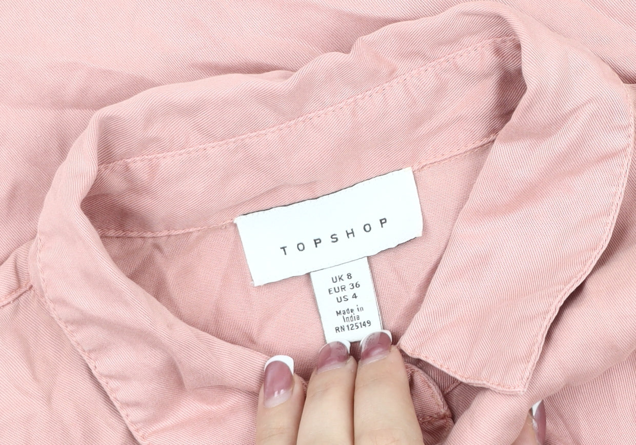 Topshop Women’s Pink Button-Up Shirt Size 8