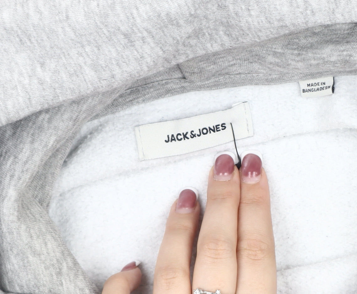 Jack & Jones Men's Grey Pullover Hoodie Size S