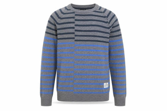 Jack & Jones Men's Grey Blue Striped Pullover Jumper S