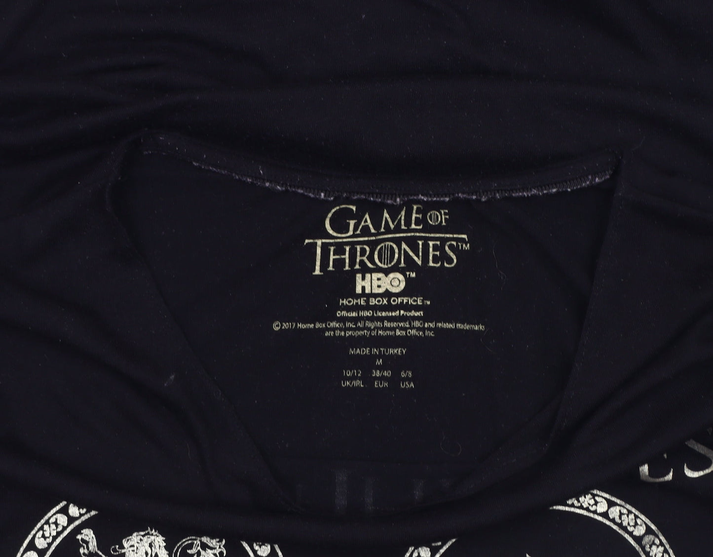 Game of Thrones Women's Black T-Shirt, Size M