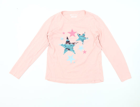 Mountain Warehouse Girls Pink Sequin Star Long Sleeve T-Shirt