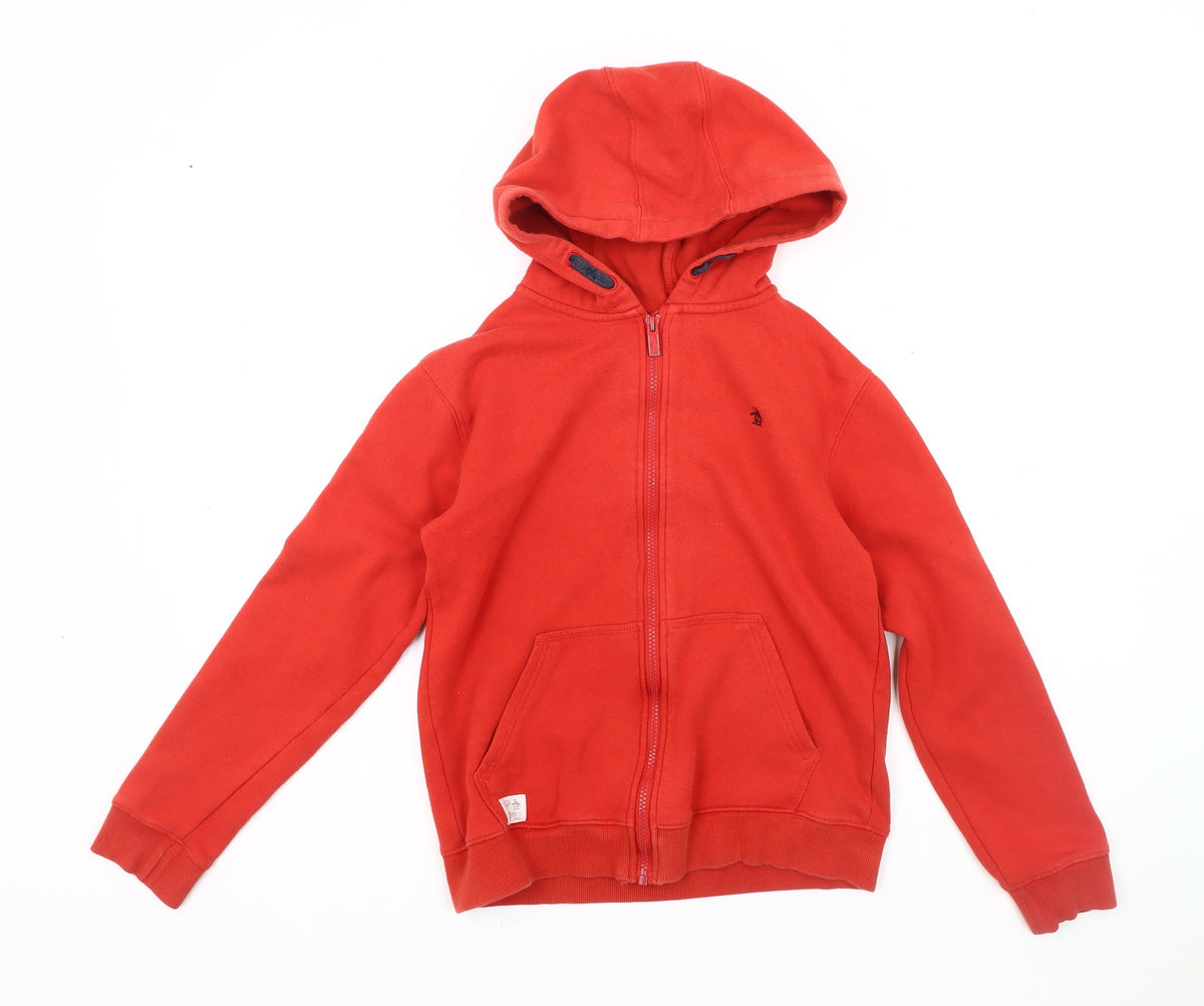 Additional front view of Original Penguin boys’ red hoodie jacket 12-13 years