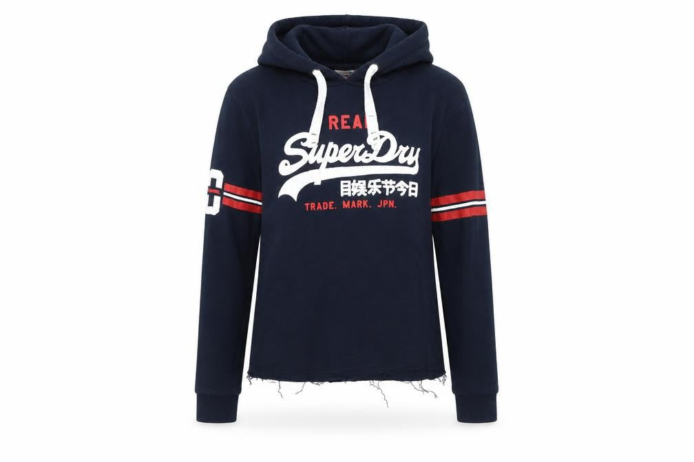 Womens UK S Regular Superdry Blue Pullover Hoodie