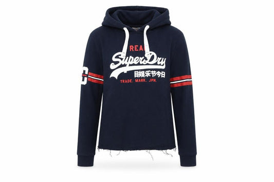 Womens UK S Regular Superdry Blue Pullover Hoodie