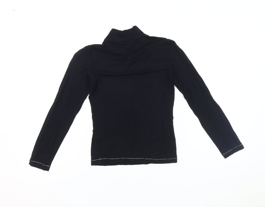 DKNY Girls Black Long Sleeve Top, Size 8, Mock Neck