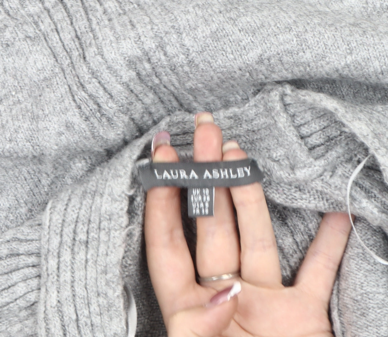Laura Ashley Women's Grey Open Front Cardigan Medium - Autumn/Winter