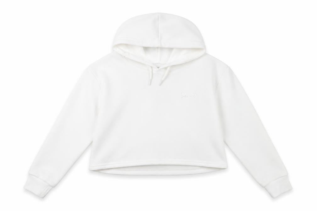 Front view of Sonneti girls’ white pullover hoodie 12-13 years