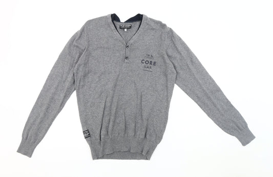Jack & Jones Men's Grey Henley Jumper, Size S