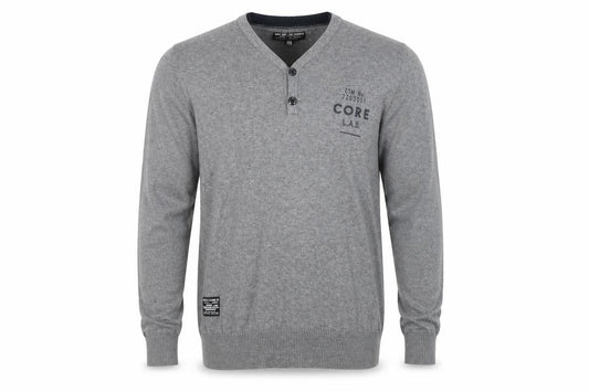 Jack & Jones Men's Grey Henley Jumper, Size S