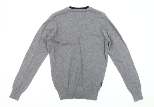 Jack & Jones Men's Grey Henley Jumper, Size S