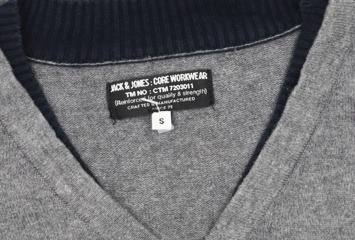Jack & Jones Men's Grey Henley Jumper, Size S