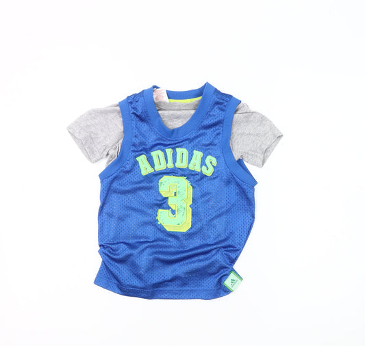 Adidas Boys Blue Tank Top Jersey 5-6 Years