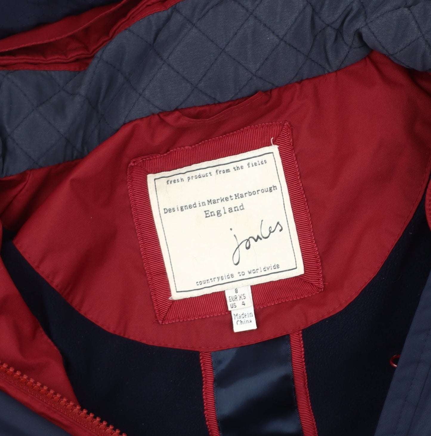 Joules Women's Red Anorak Jacket, Size 8, Hooded