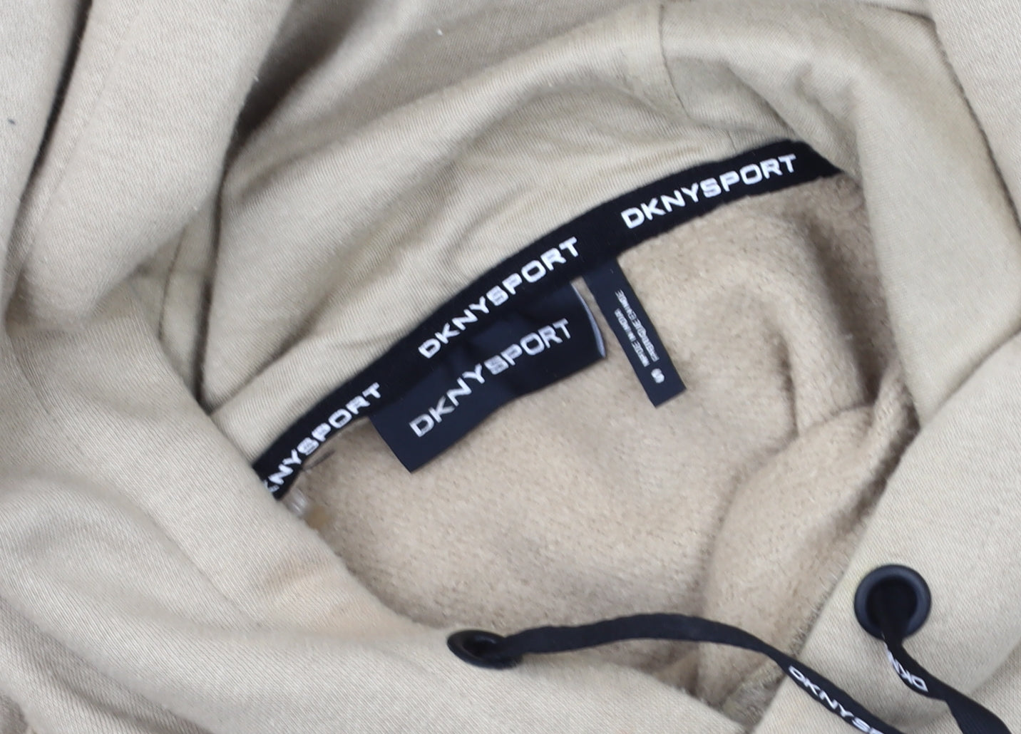 DKNY Men's Beige Pullover Hoodie S - Hooded Fleece Sport