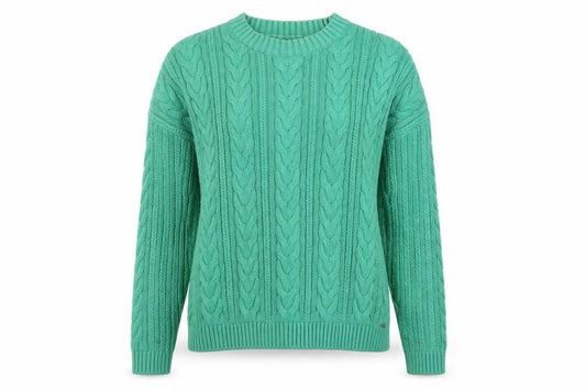 Womens UK 6 Regular Superdry Green Pullover Cable-Knit