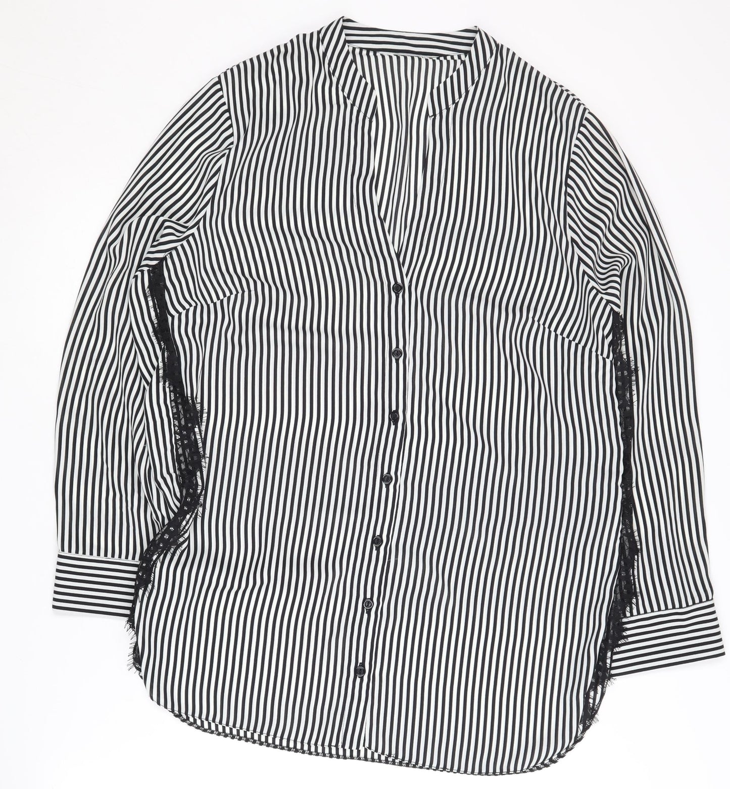 Simply Be Women's Black Striped Button-Up, Size 16