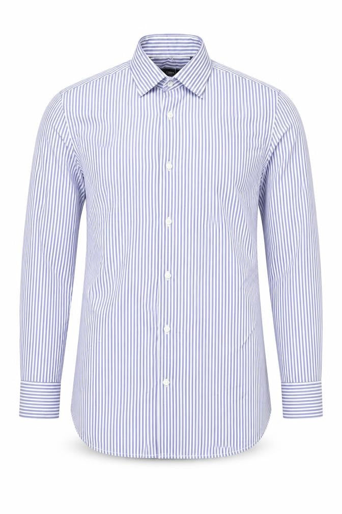 Next Men's Blue Striped Regular Fit Shirt 15.5 Long Sleeve