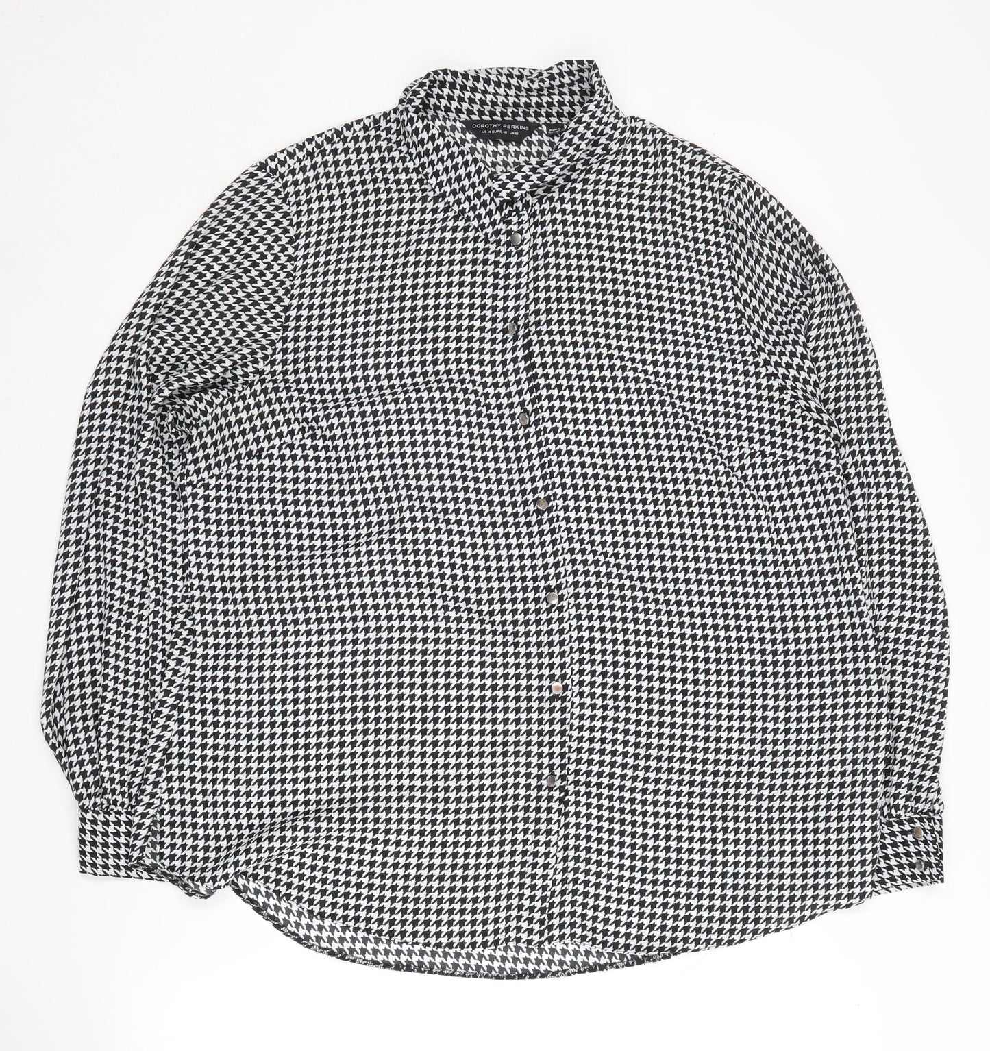 Dorothy Perkins Women’s Black Houndstooth Button-Up Shirt